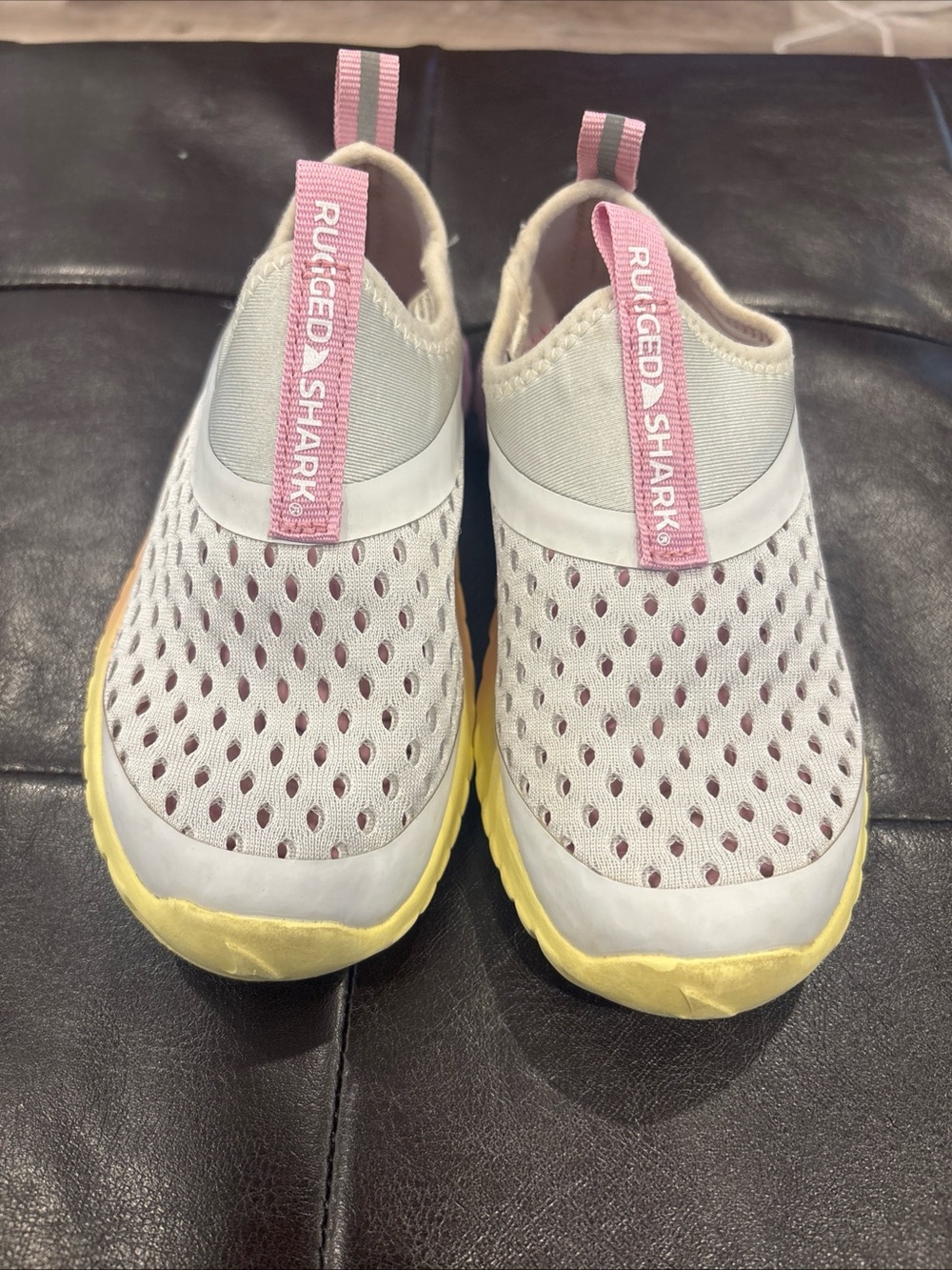Rugged Shark Slip-On Mesh Water Shoes in White, Pink & Yellow